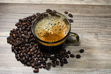 coffee cup with coffee bens