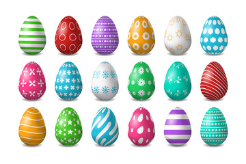 Vector set of realistic isolated easter eggs for decoration and covering on the white background. Concept of Happy Easter.