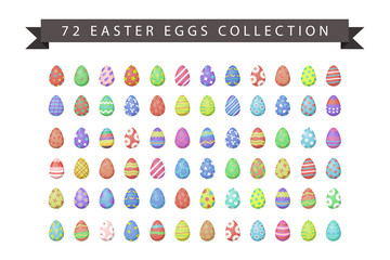 Vector set of cartoon isolated easter eggs for decoration and covering on the white background. Concept of Happy Easter.