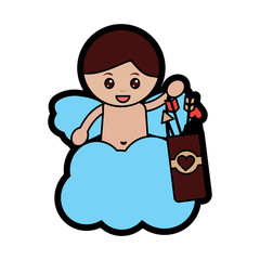 cupid with arrow holder valentines day icon image vector illustration design 