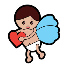 cupid holding heart valentines day icon image vector illustration design 