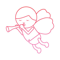 baby angel playing horn  icon image vector illustration design  pink line