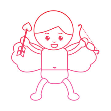 cupid holding bow and arrow valentines day icon image vector illustration design pink line