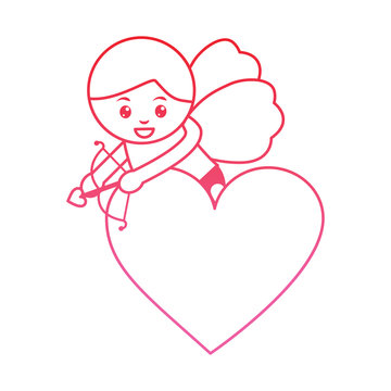 cupid holding bow and arrow  valentines day icon image vector illustration design  pink line