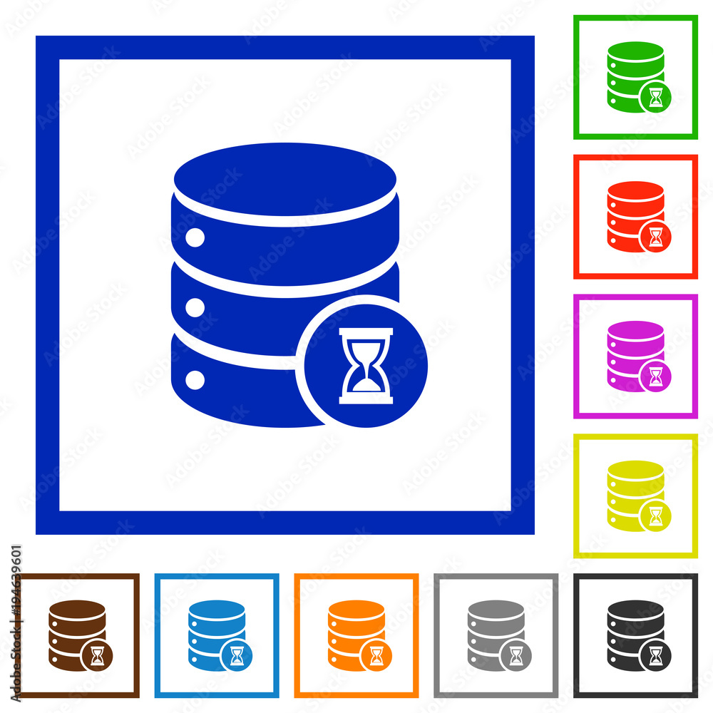 Aufkleber database working flat framed icons