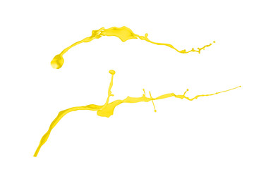 Yellow paint splash isolated on white background.