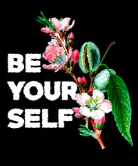 Typography slogan with embroidery flowers vector. For t shirt printing.