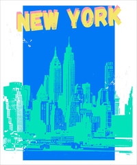 Typography slogans with New York city silhouette. Vector for t shirt printing and embroidery. - 194641248