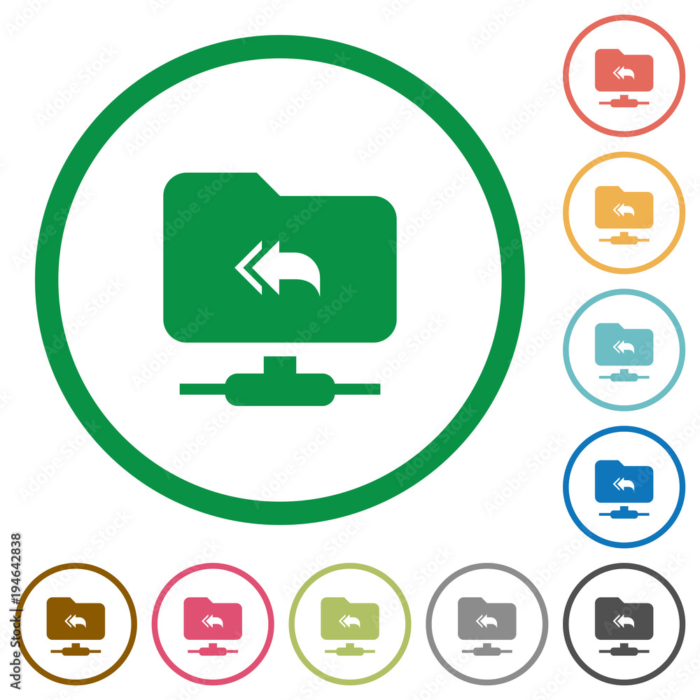 Poster ftp root directory flat icons with outlines