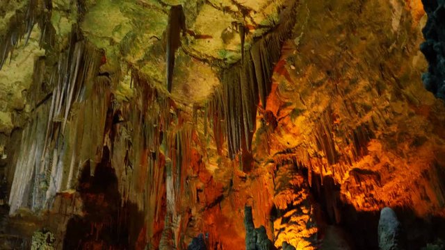 Suggestive view lighting cave- Grotte di Castellana, Italy