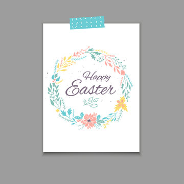 Easter postcard template , hand drawn illustration.