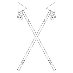 Fototapeta premium spears crossed weapon ancient traditional icon image vector illustration design black dotted line