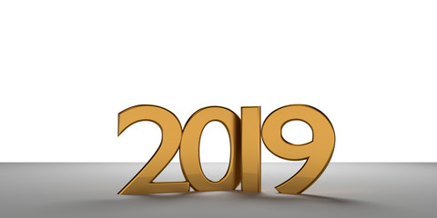 2019 golden bold letters 3d rendering