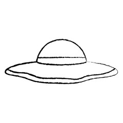 sun hat woman icon image vector illustration design  black sketch line