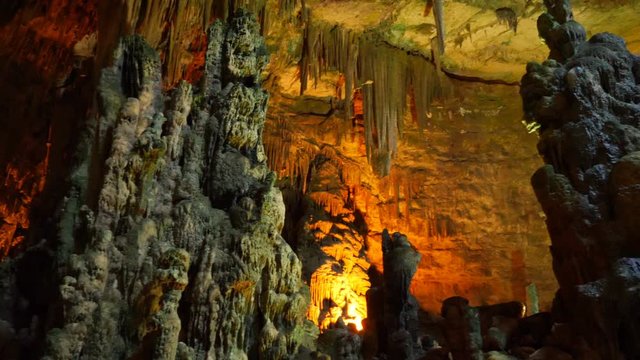 Lightning misterious Cave. suggestive view- Grotte di Castellana, Italy