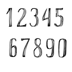 Obraz premium Hand drawn digits on white background