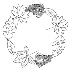 tropical leaves wreath icon image vector illustration design  single black line