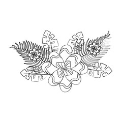 assorted flowers emblem wild icon image vector illustration design  black sketch line