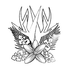 assorted flowers emblem wild icon image vector illustration design  black sketch line