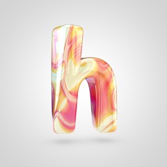 Glossy holographic letter H lowercase isolated on white background