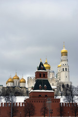 Fototapeta na wymiar Moscow Kremlin. Color winter photo.