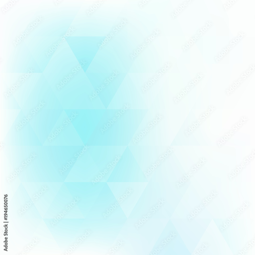 Poster abstract pale turquoise background textured by light blue triangles. subtle vector graphic pattern