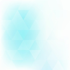 Obraz premium Abstract pale turquoise background textured by light blue triangles. Subtle vector graphic pattern