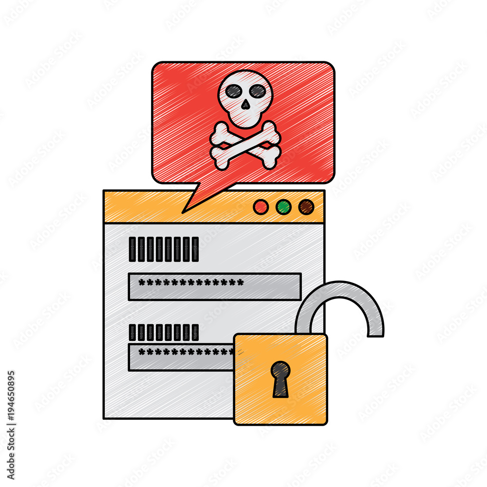 Poster page login code message danger security unlock vector illustration drawing design