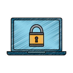 laptop computer security padlock technology cyber vector illustration drawing design