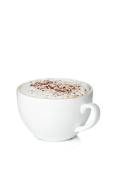 Cup of coffee cappuccino on white