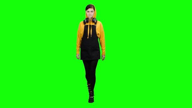 Student is attending lectures. Green screen