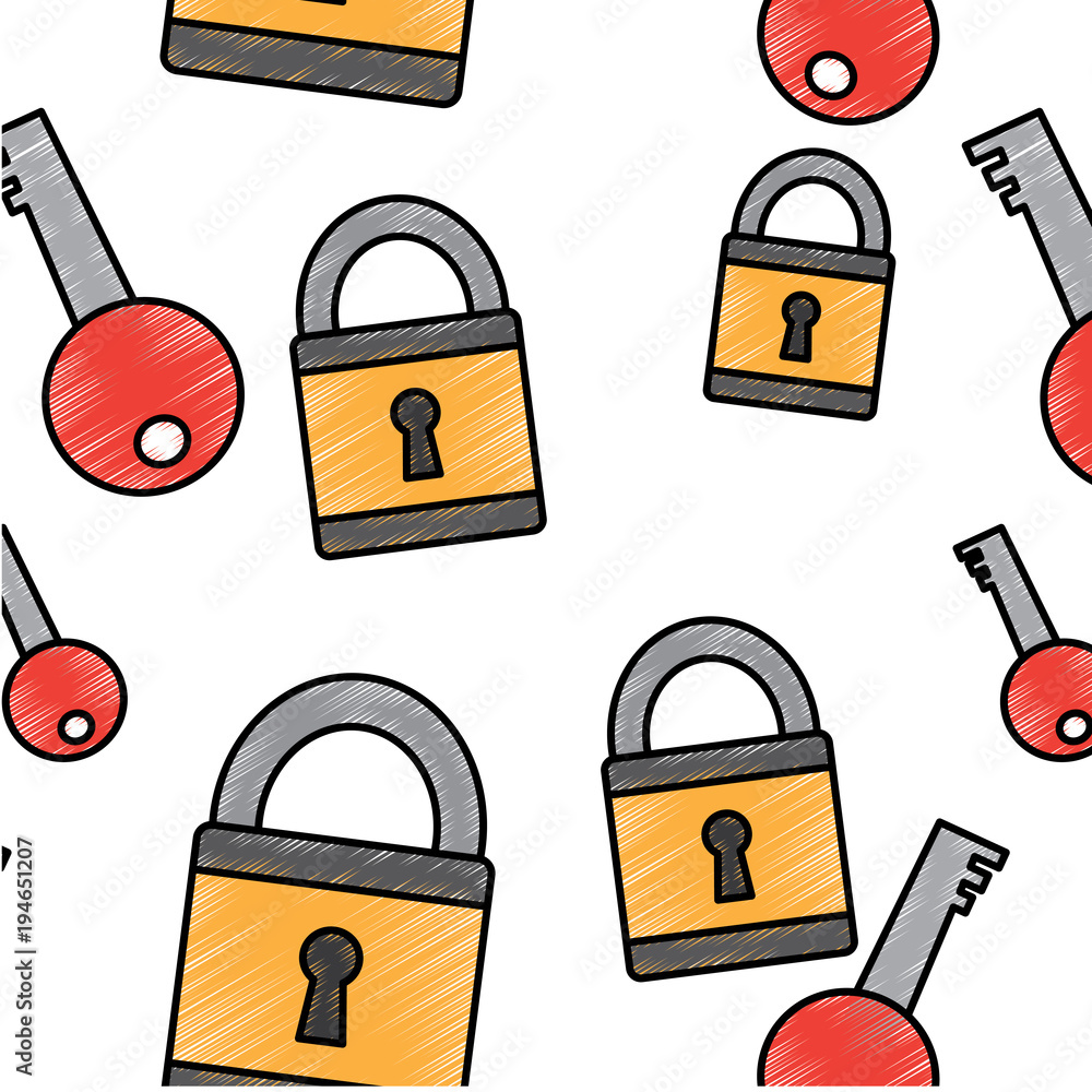 Poster technology padlock key security pattern image vector illustration drawing design