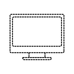 monitor computer screen device blank vector illustration dotted line design