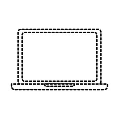 open laptop device wireless technology vector illustration dotted line design