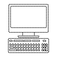 Fototapeta na wymiar computer keyboard technology device equipment vector illustration dotted line design