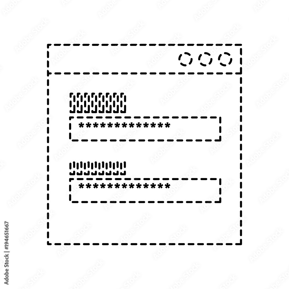 Poster screen access login password security vector illustration dotted line design