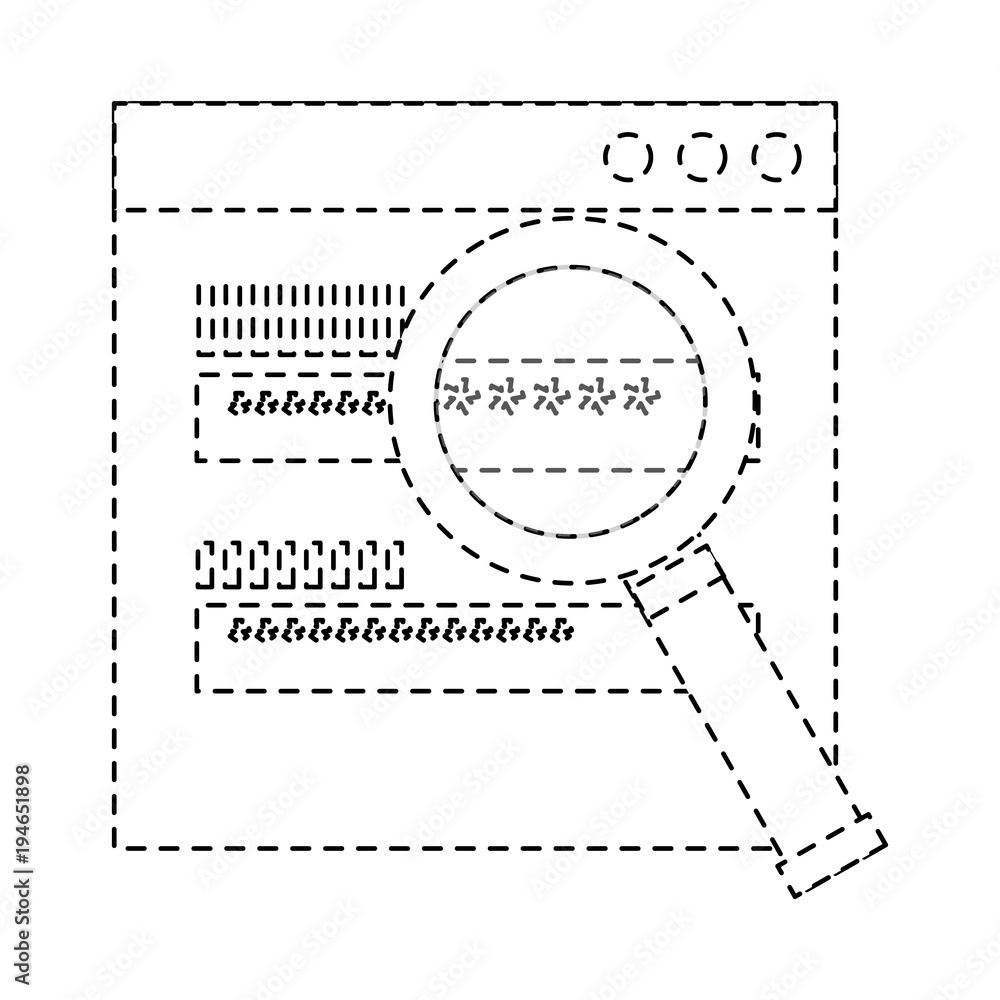 Poster authentication login code password security search vector illustration dotted line design