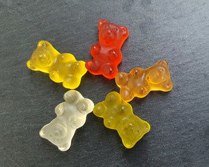 Various colored gummy bears