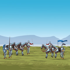 Medieval warriors on war vector illustration graphic design