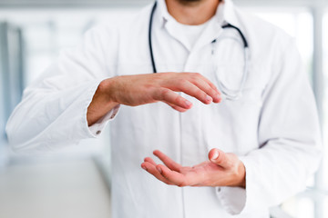 The concept of giving doctor's open palm