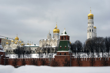 Moscow Kremlin. Color winter photo.