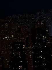 night landscape of a city with tall houses