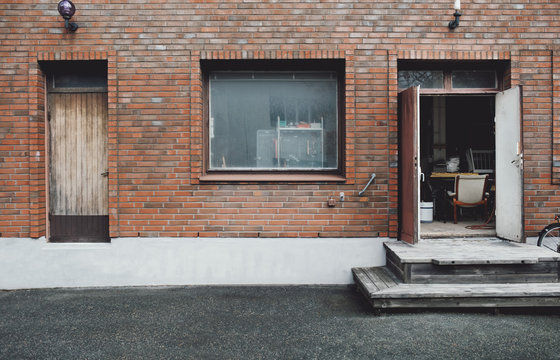 Exterior of workshop in city