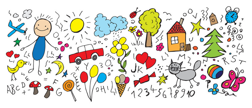 Children's drawings, vector illustration