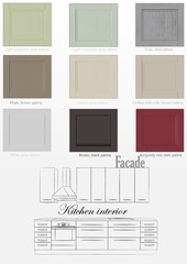 Illustration of colors of the facade. Kitchen interior design. Kitchen illustration
