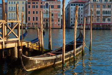 Fototapeta na wymiar Battered Gondola, Venice, Italy