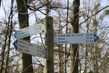 Wegweiser im Naturpark Kottenforst-Ville