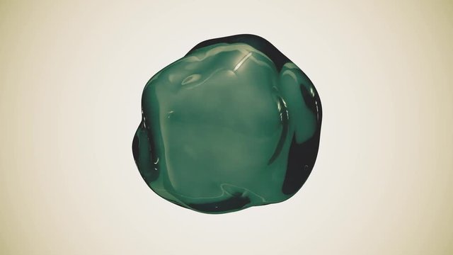 green water drop liquid molecule floating in zero gravity. the sphere from the liquid lies and deforms into zero gravity. loopable ultra hd 3840 2160 animation plus alpha channel