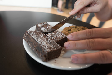 Delicious Brownie in a Gourmet Cafe