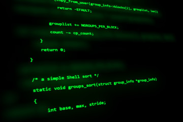 C programming code that works on the computer screen 3d illustration